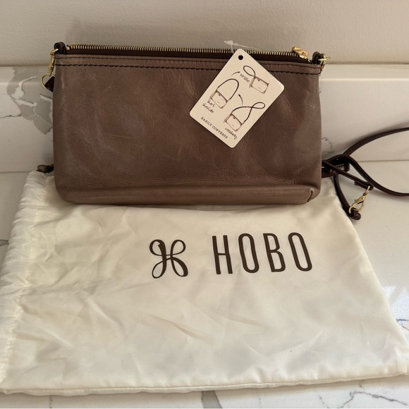 HOBO Mauve-Taupe Crossbody with Dark Brown Strap - Picture 2 of 5